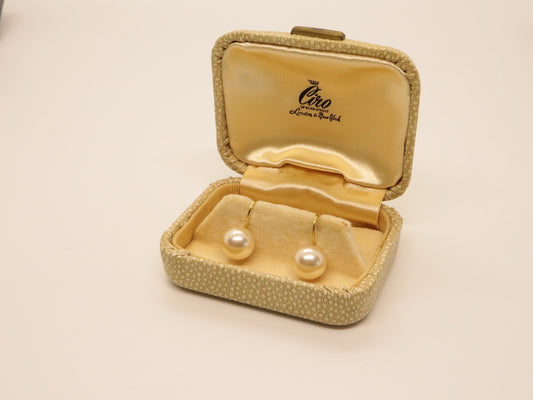 ヴィンテージイヤリング 9ctゴールド「CIRO」グラスパールイヤリング