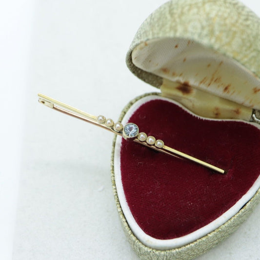 アクアマリンシードパールブローチ