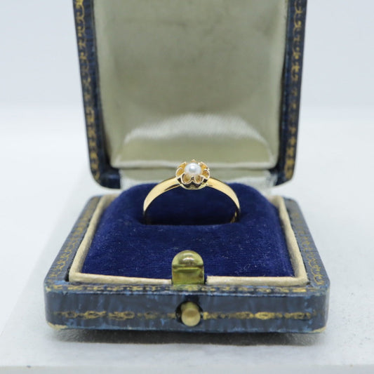 22ctゴールド+ナチュラルパール アンティークリング