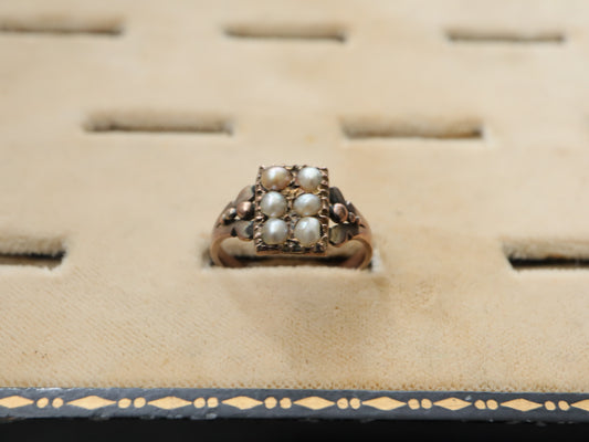 アンティークシードパールリング+9ctゴールド