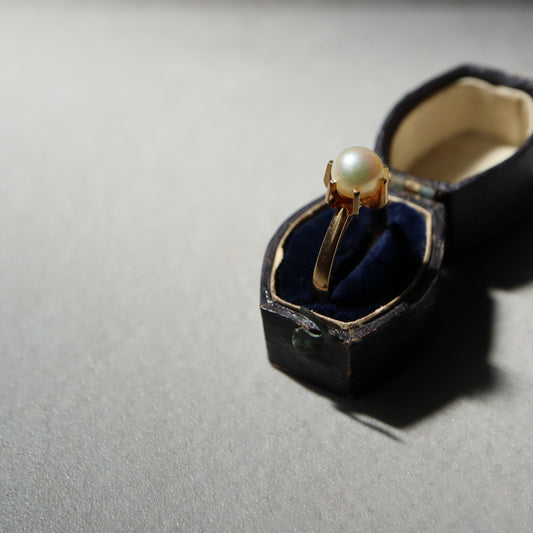 フランスヴィンテージ 18ctゴールド+パールリング1950年代