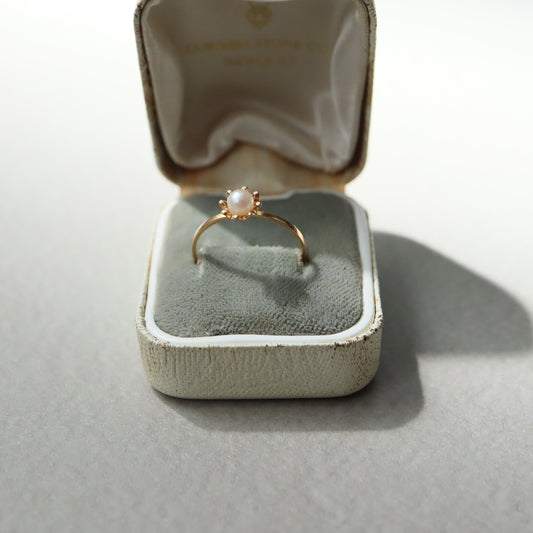 フランスヴィンテージ 18kゴールド+パールフラワーリング