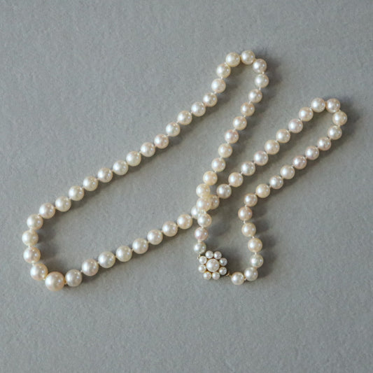 ヴィンテージパールネックレス 1966s 9ctフラワークラスプ