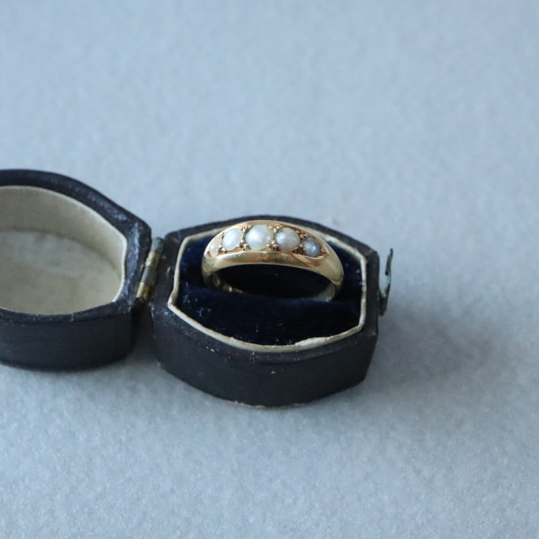 イギリスアンティーク 18ct 5連パールリング