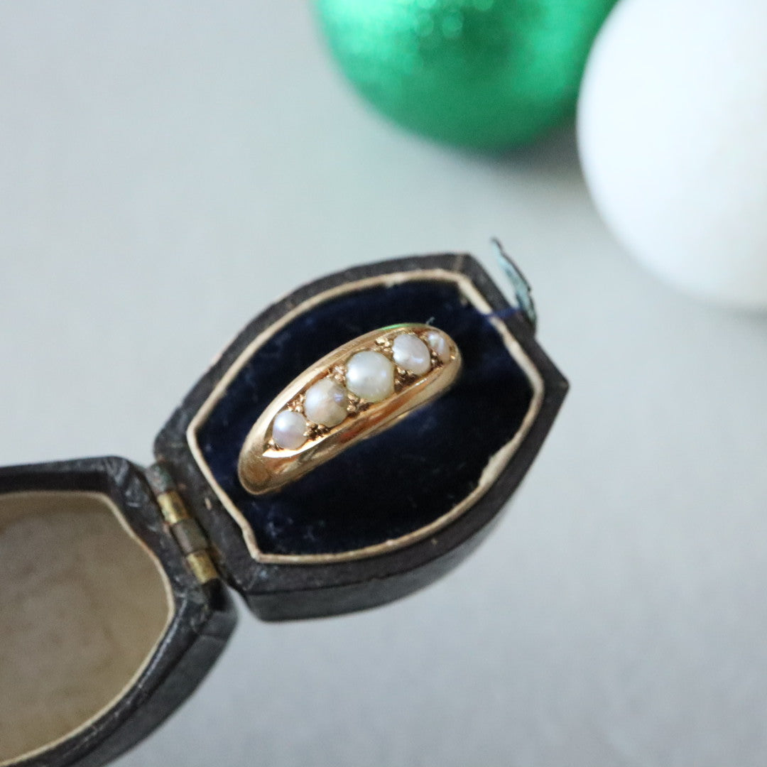 イギリスアンティーク 18ct 5連パールリング