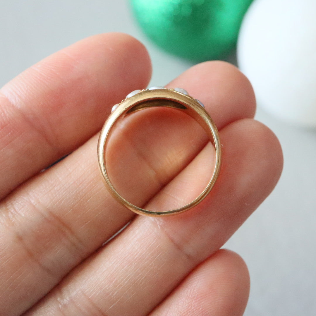 イギリスアンティーク 18ct 5連パールリング