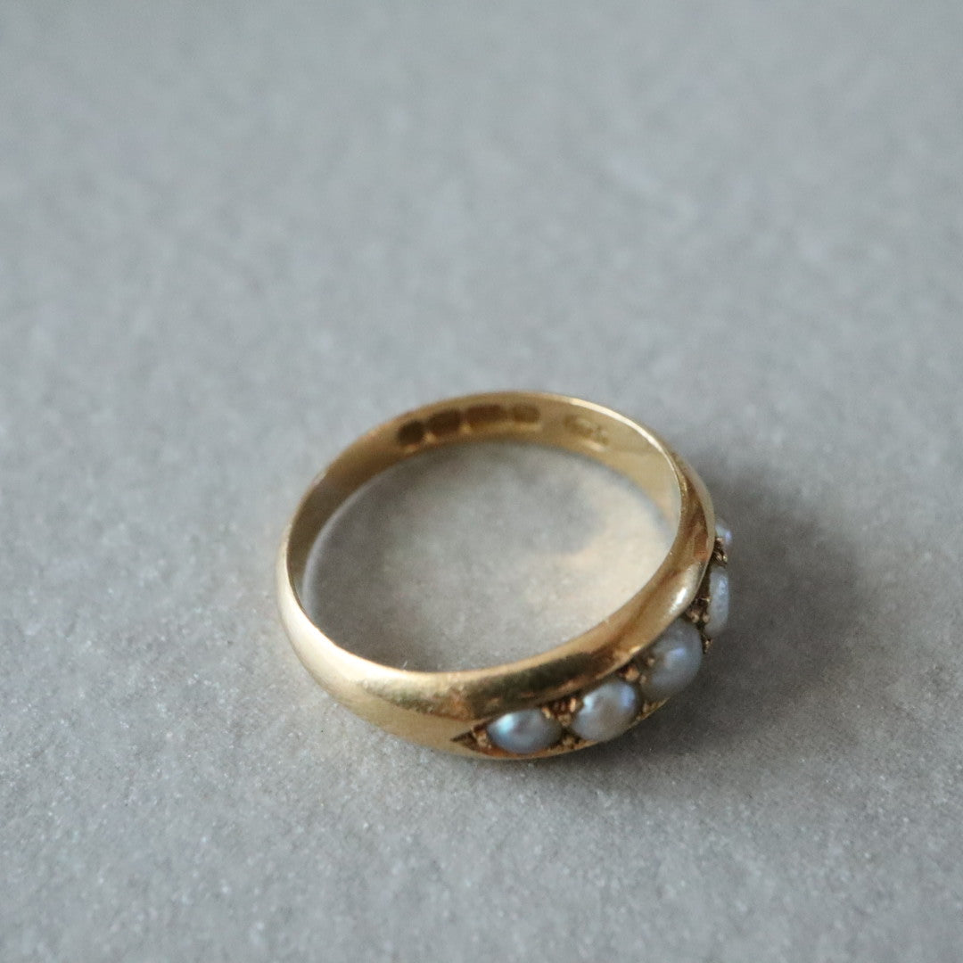 イギリスアンティーク 18ct 5連パールリング