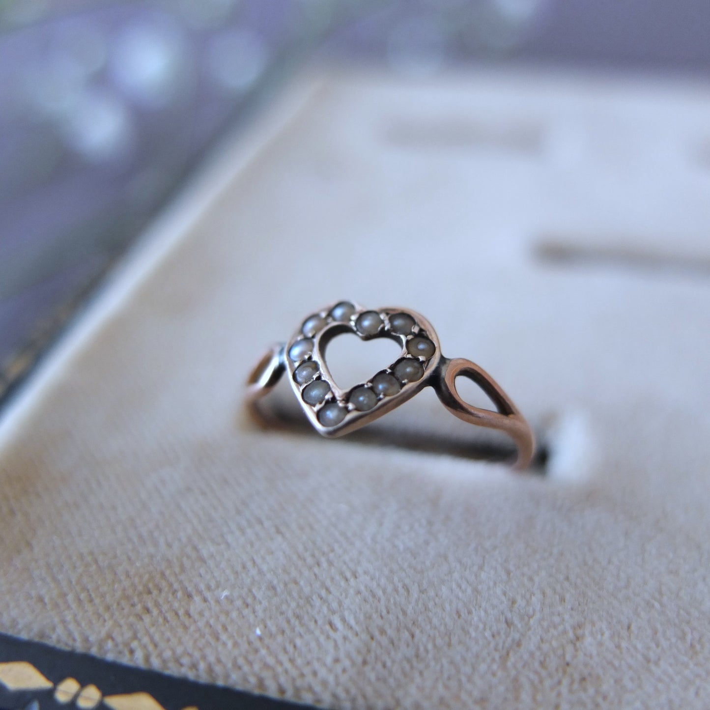 イギリスアンティーク 9ctゴールド+シードパール Heart Ring