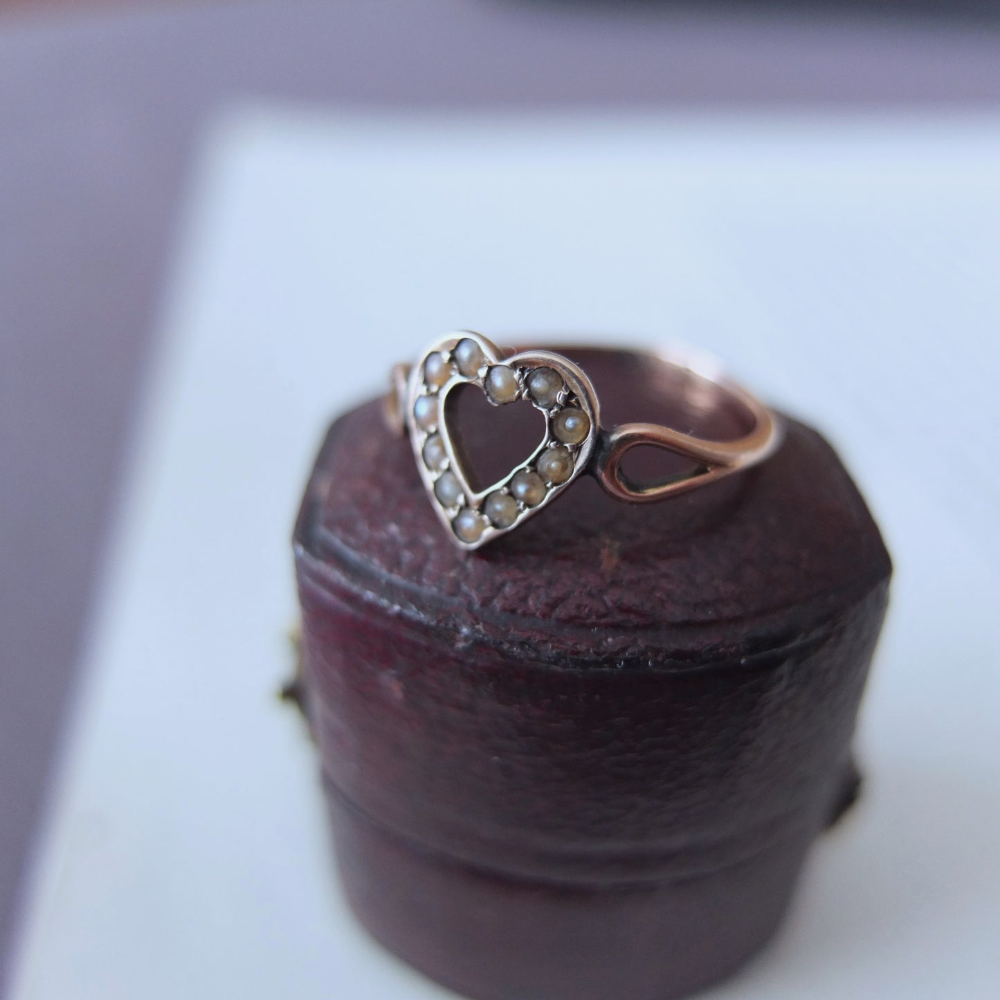 イギリスアンティーク 9ctゴールド+シードパール Heart Ring