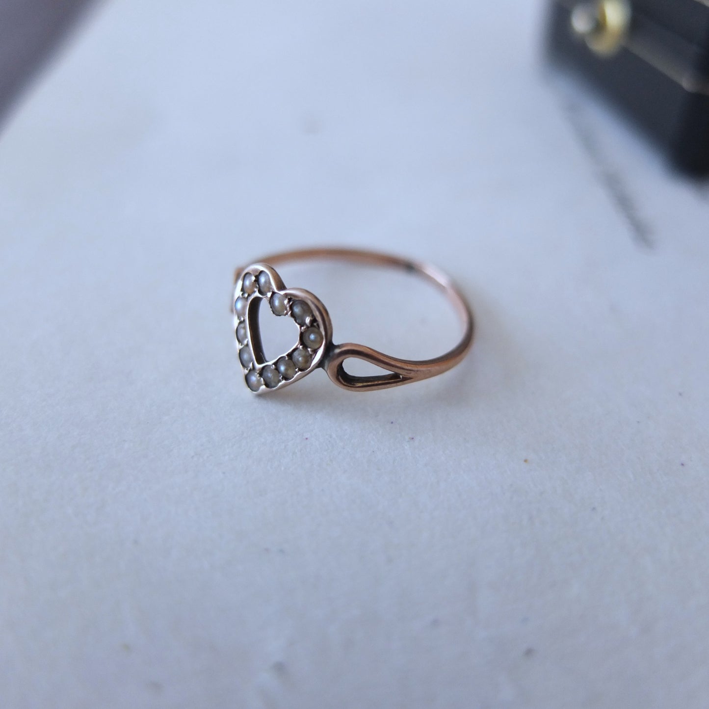 イギリスアンティーク 9ctゴールド+シードパール Heart Ring